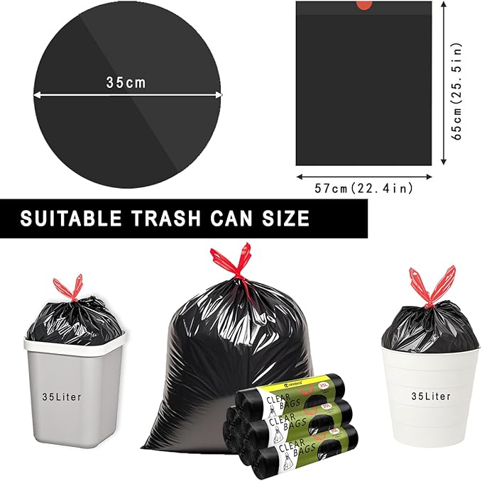 Aitodos® 60 Bolsas de Basura 35L, LxH: 57x65cm, Negro, Bolsa de Basura de Polietileno,Adecuado para Contenedores de Basura de Hasta 35L, Bolsas de Basura para Cocina y Sala de Estar